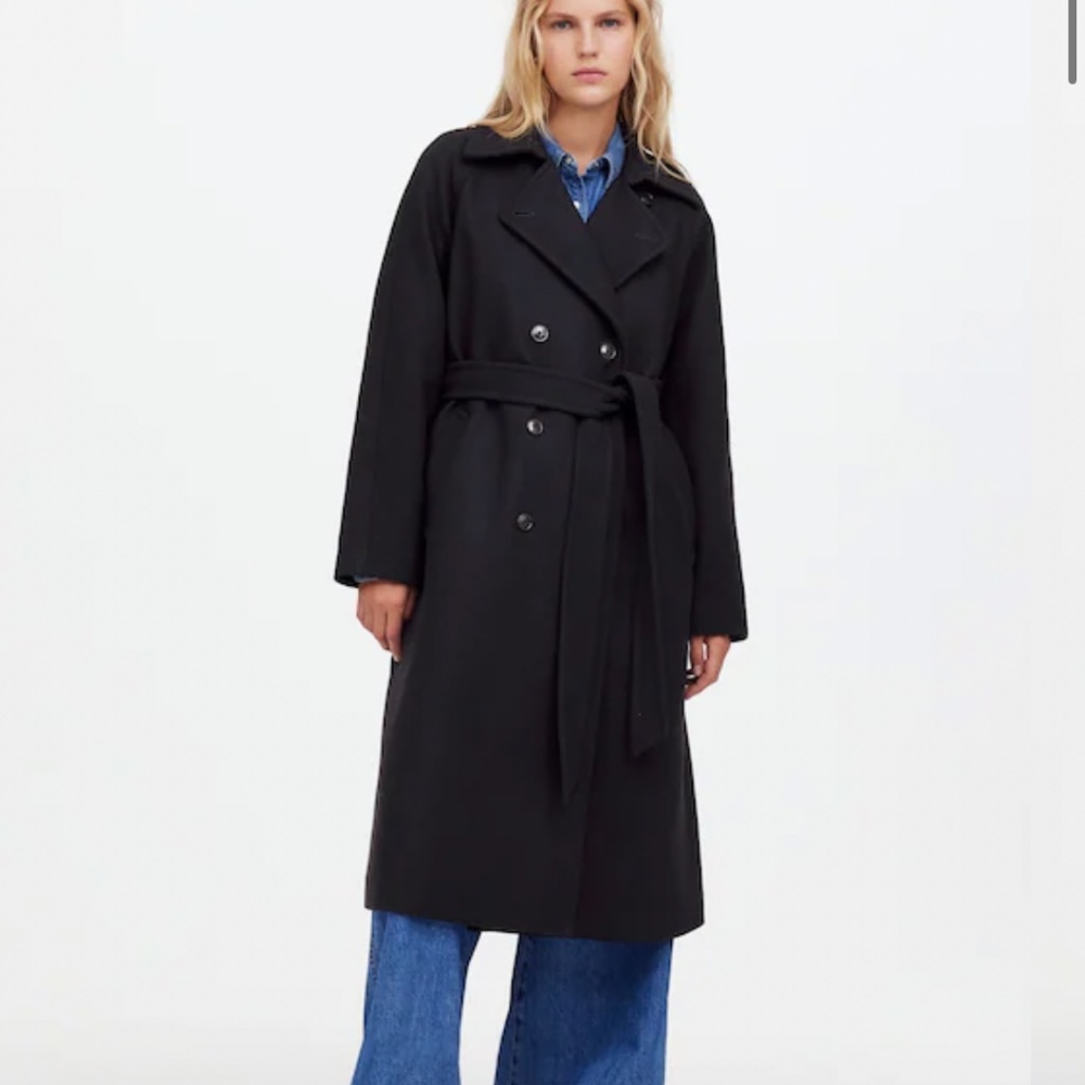 Double-Breasted Wool  Blend Trench Coat